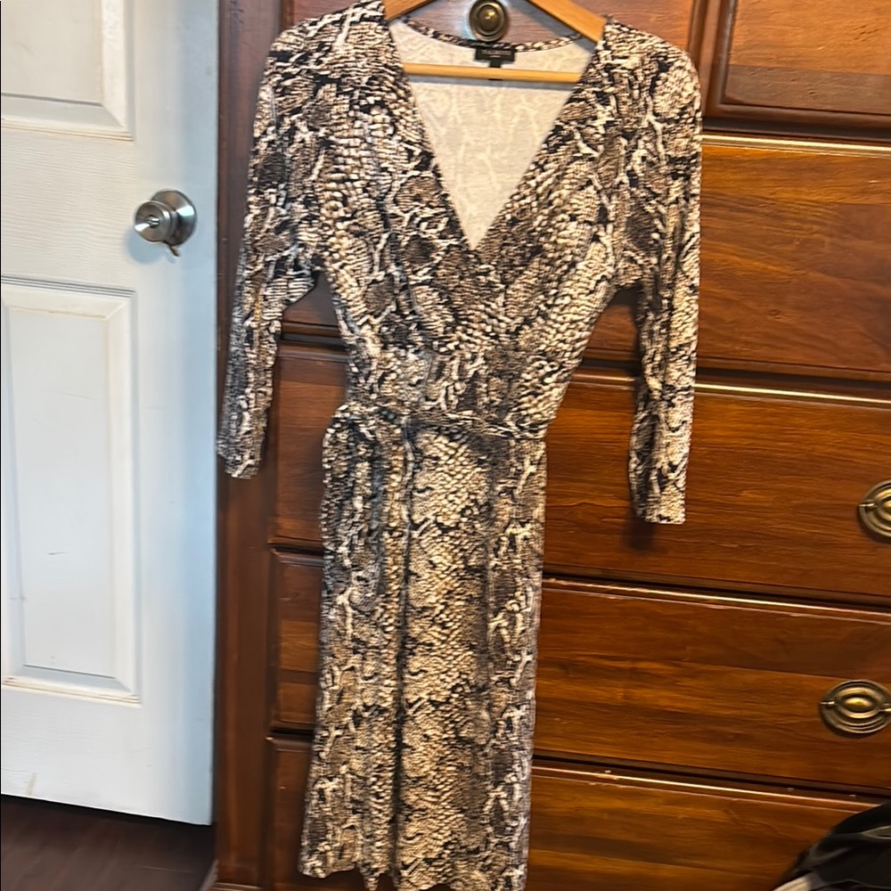 Snakeskin Print Wrap Dress small petite